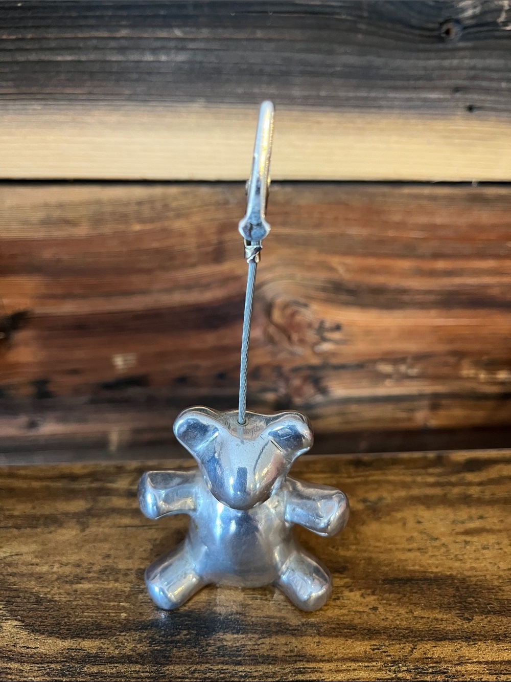 Silver Teddy Bear Photo Holder